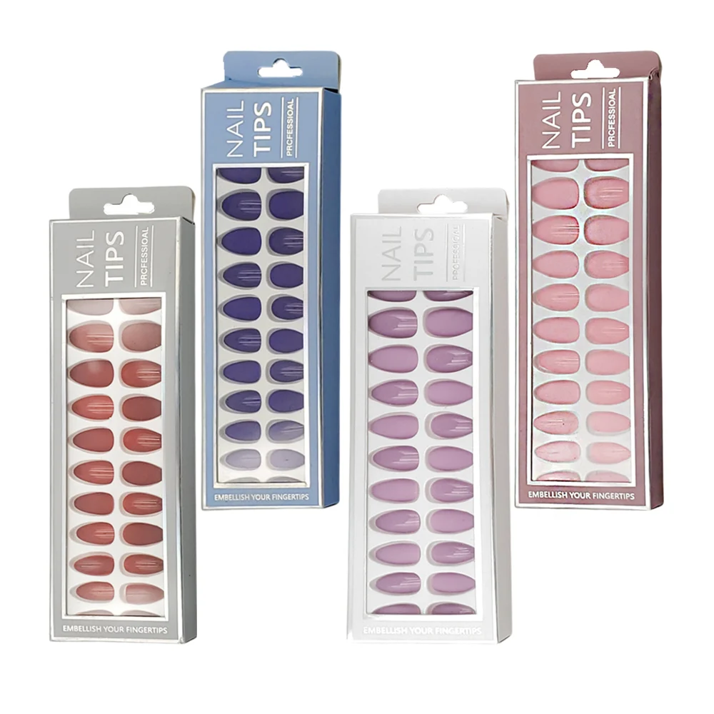 Caja con 24 tips de uñas postizas + planilla con adhesivos, variedad …