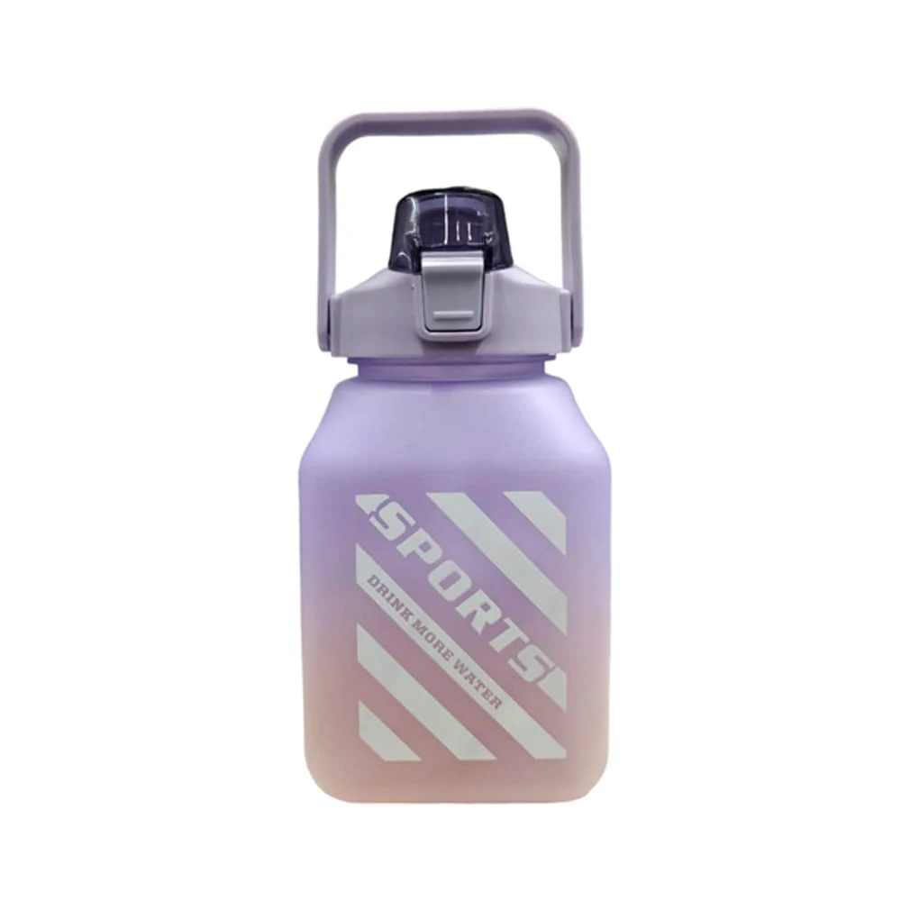 Botella bicolor cuadrada 1.5L, con stickers y correa, variedad de col…