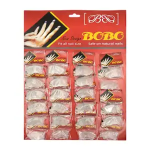 Planilla con 24 paquetes de 19 tips - uñas postizas transparentes