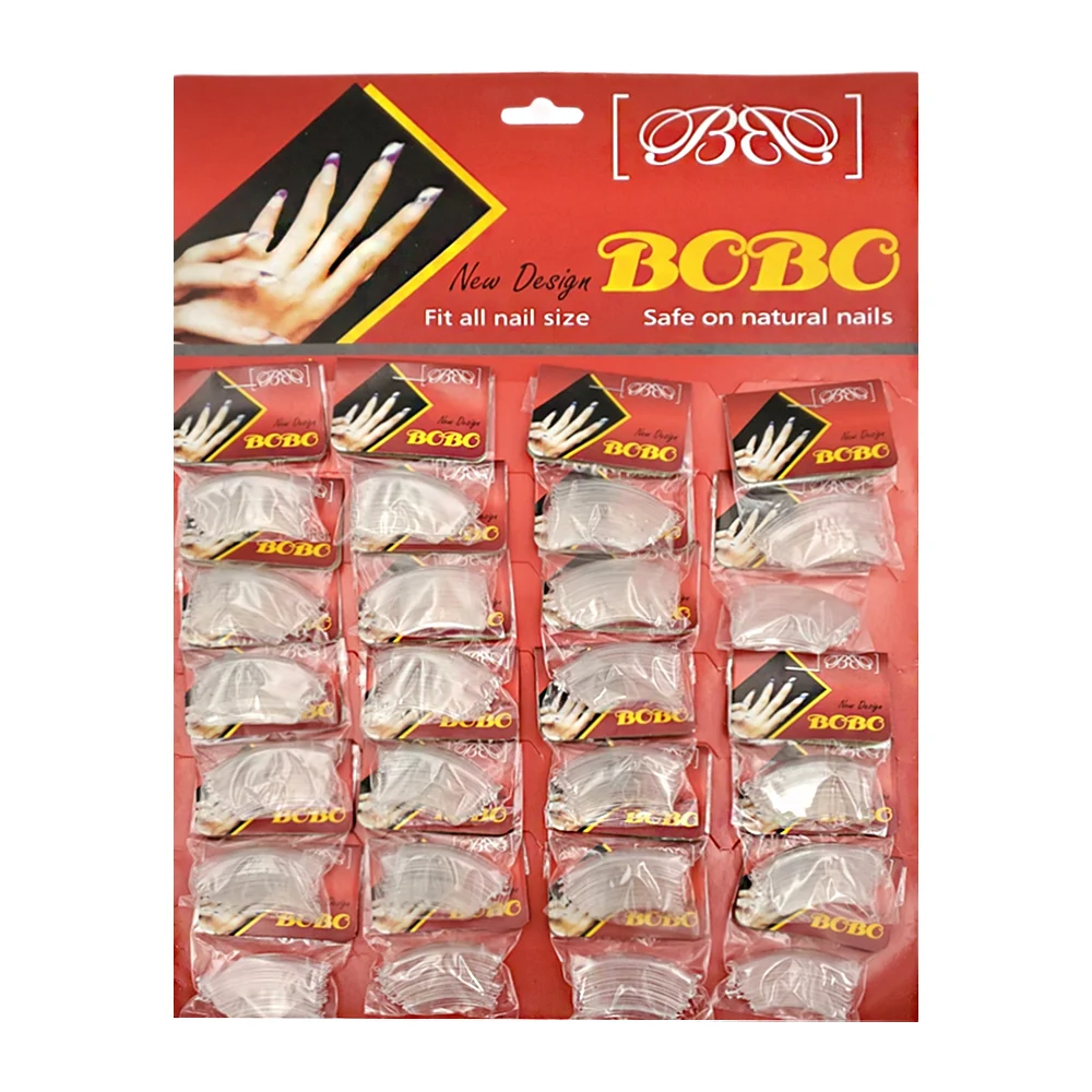 Planilla con 24 paquetes de 19 tips - uñas postizas transparentes