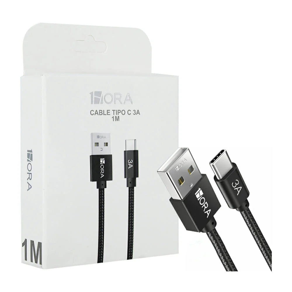 Cable usb 1hora tipo tela de 1 metro con entrada tipo c para transfer…