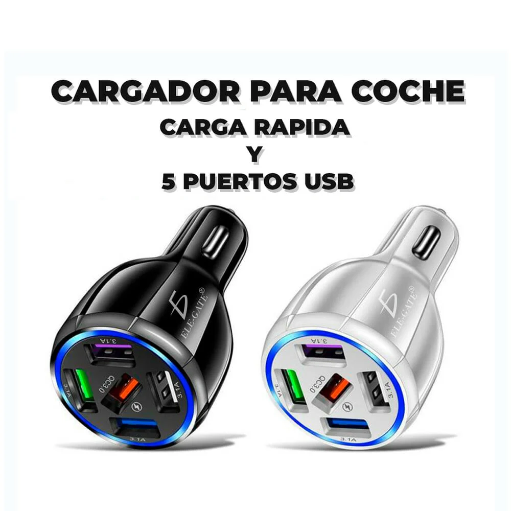 Cargador para coche qc3.0, con 5 puertos usb de carga rápida 3.1a, va…