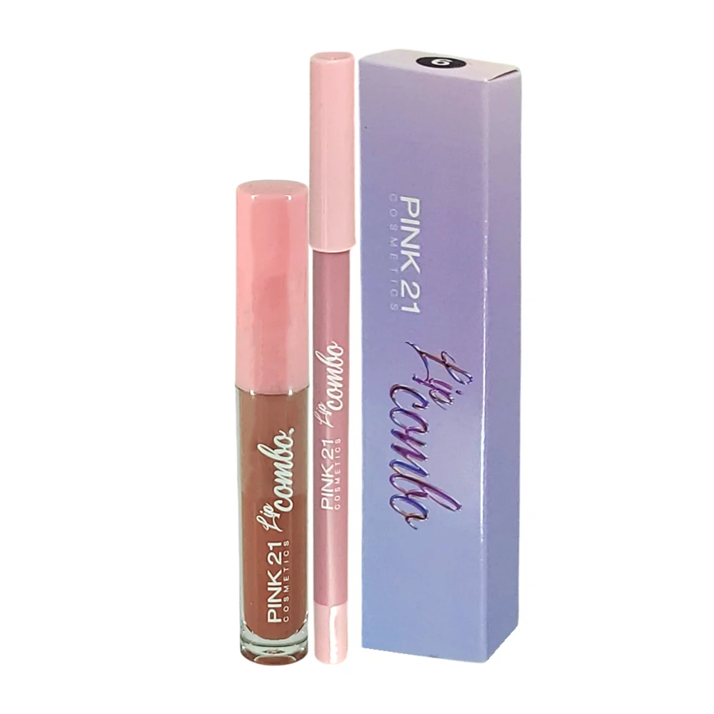 Set cosmético con lápiz delineador para labios + brillo labial líquid…