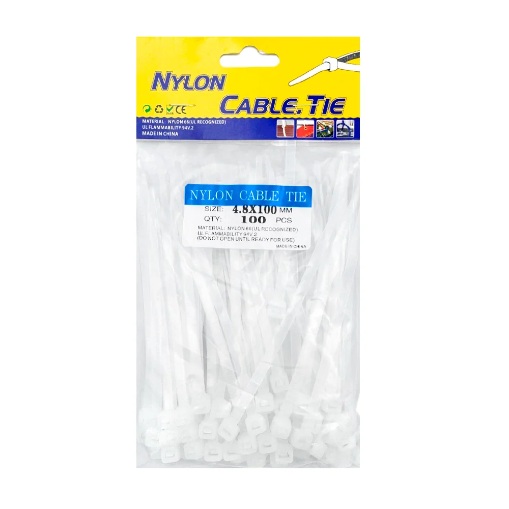 Paquete con 100 cinchos blancos de nylon, 4.8x100mm / nylon cable tie…