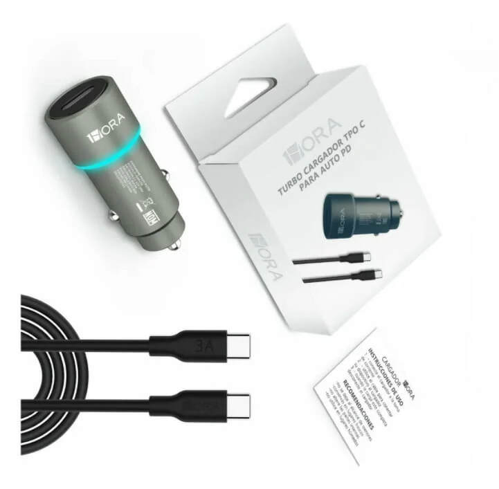 Turbo cargador 1hora con plug usb-c y cable tipo c a c / gar156