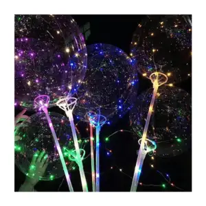 1pza Globo transparente de 9 pulgadas con base de luz led y popote, 7…