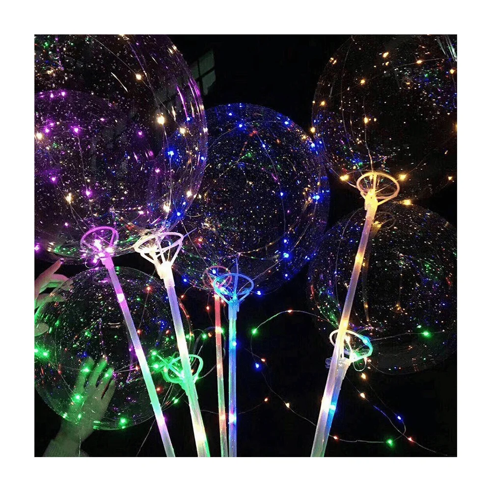1pza Globo transparente de 9 pulgadas con base de luz led y popote, 7…