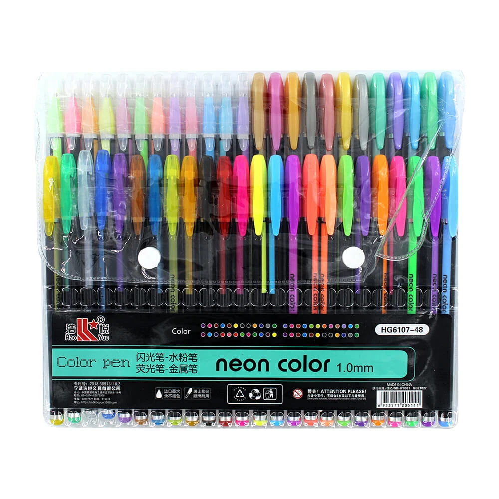 Paquete con 48 plumas neon color de gel con punta de 1mm / c023-3 / c…