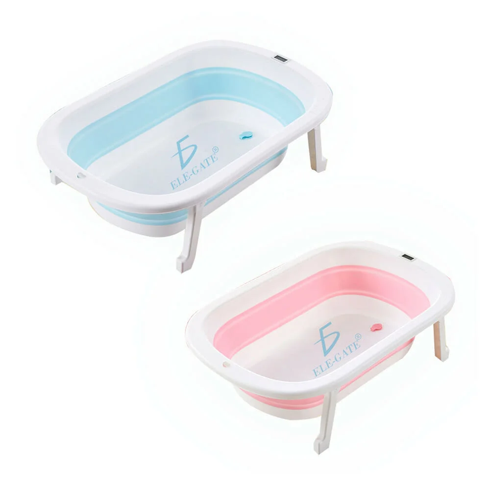 Tina de baño portátil con soportes antiderrapantes y termómetro, vari…