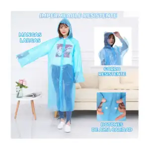1pza Impermeable tipo poncho tamaño adulto para lluvia, variedad de c…
