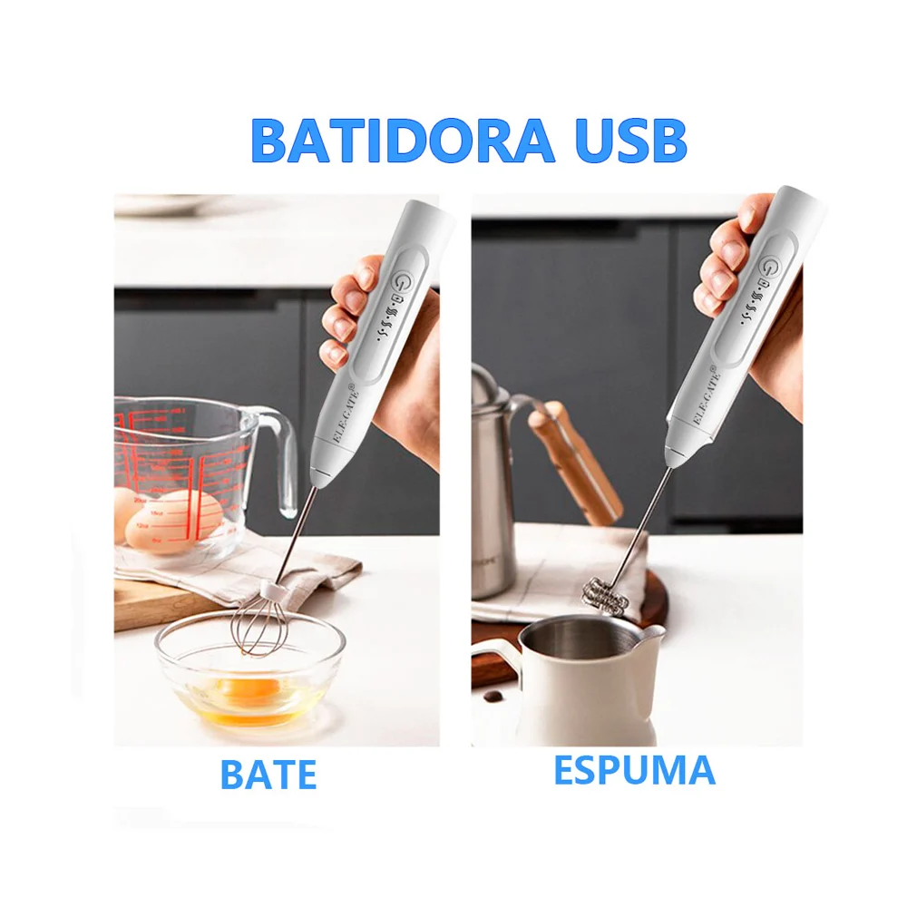 Batidor eléctrico portátil con 2 aspas intercambiables + cable usb ho…