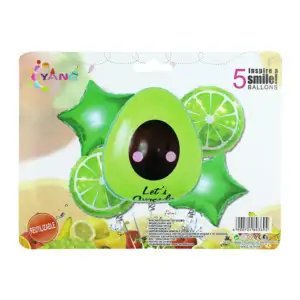 Paquete de 5 globos metálicos con temática de alimentos, aguacate, li…