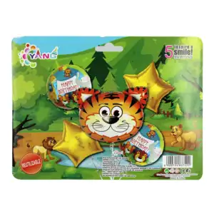 Set 5 pzas globos tigre con rayas negras -hw-374-2