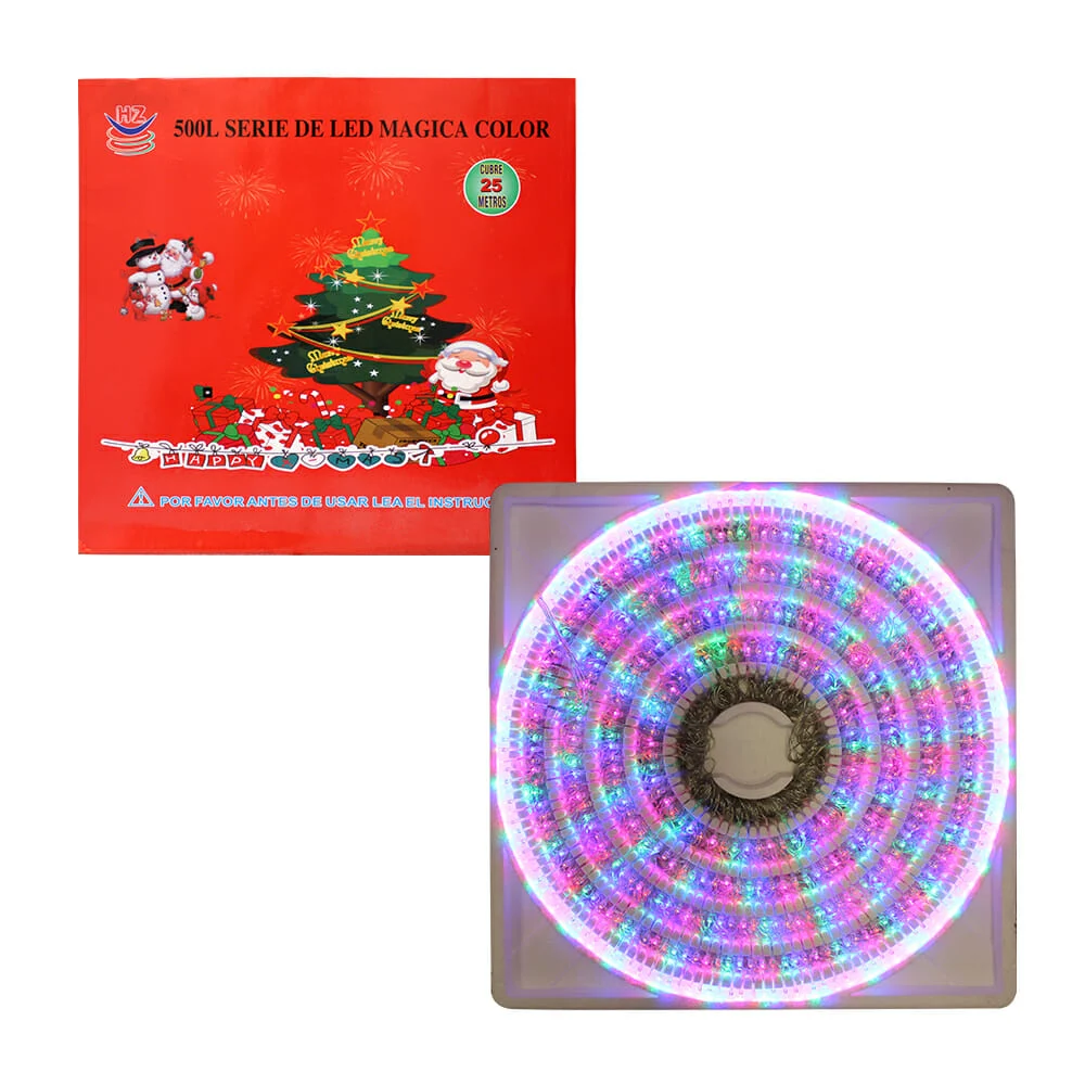 Serie navideña, 500 luces led mágica, multicolor con cable transparen…