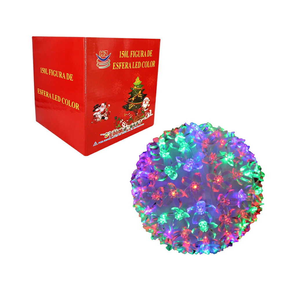 Esfera con flores de cerezo y 150 luces navideñas en tono multicolor …