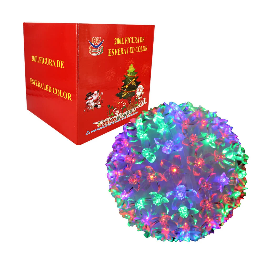 Esfera decorativa con mini flores de cerezo, 200 luces led multicolor…