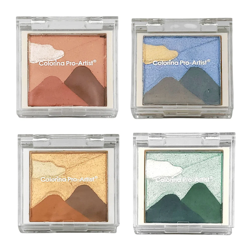 Polvo iluminador compacto colorina pro-artist con estampado de montañ…