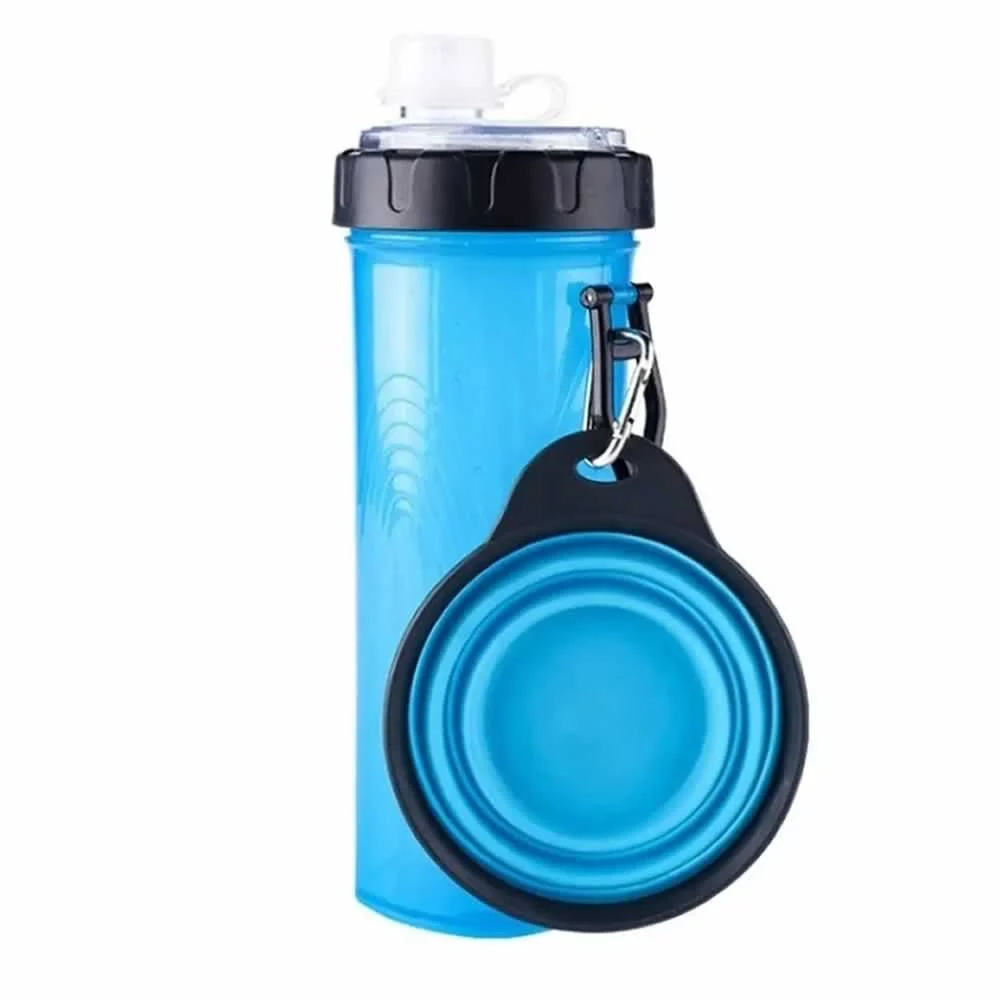 Botella portátil para mascota, para agua o alimento, con plato plegab…