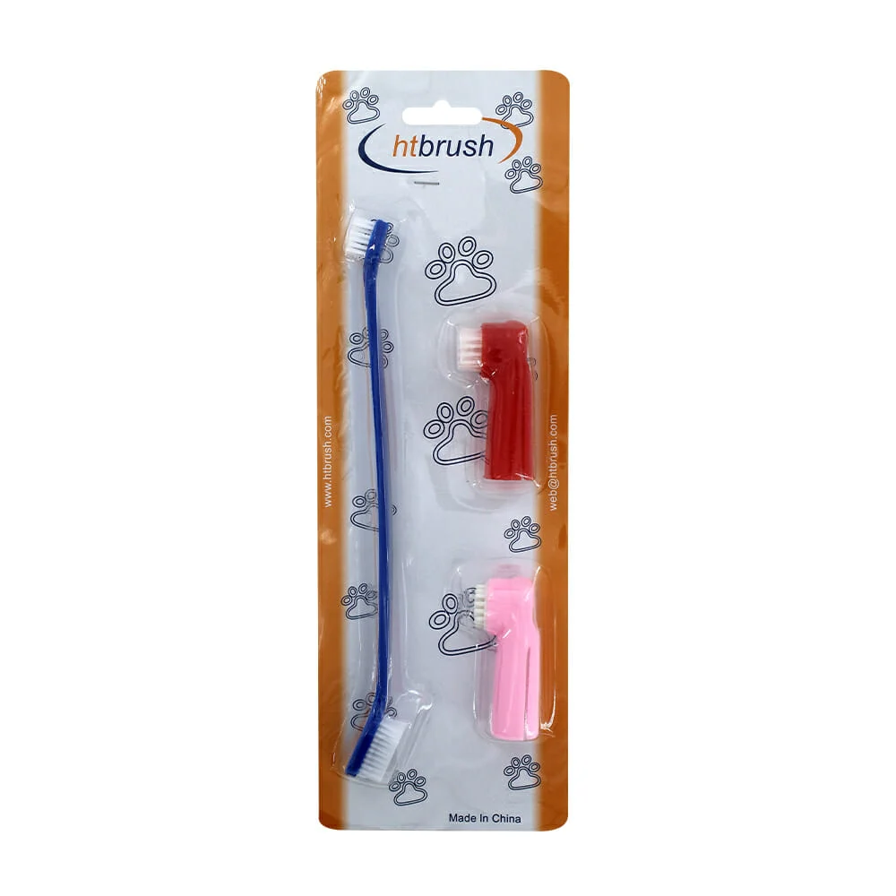 Kit cepillo doble para dientes de mascota + 2 repuestos AX13252