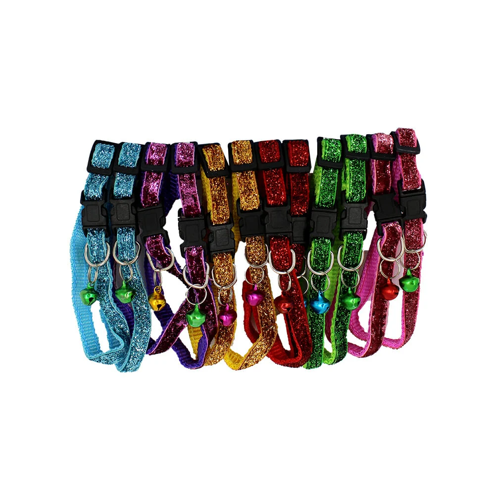 Collar con diamantina y cascabel para mascota, variedad de colores / …