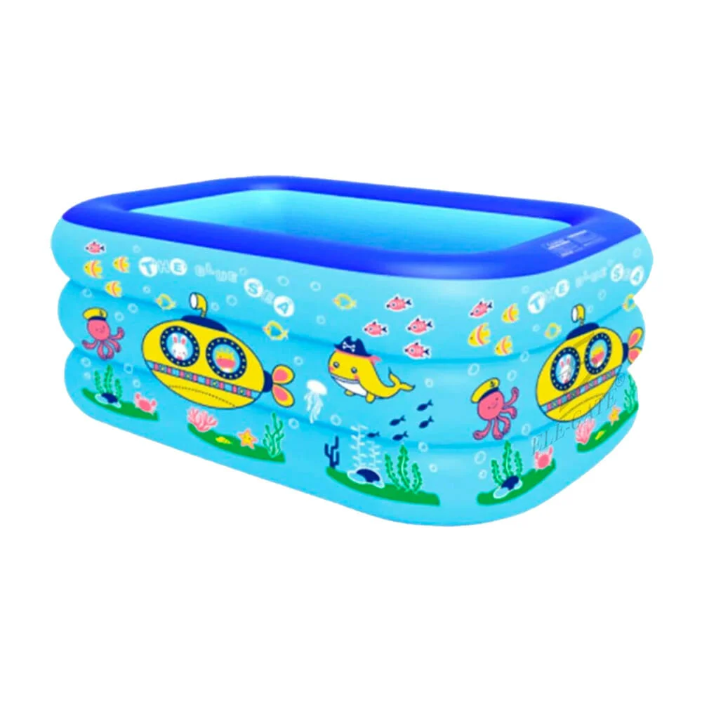Alberca rectangular inflable de 3 aros con fondo acolchonado y diseño…
