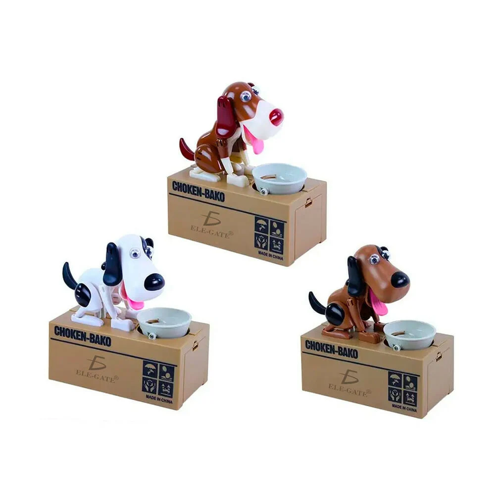 Alcancía simulación de perro comiendo, variedad de diseños / jug.8801