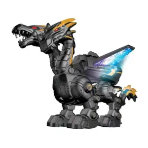 Dragón de juguete con 2 cabezas movibles, luces led y sonido de simul…