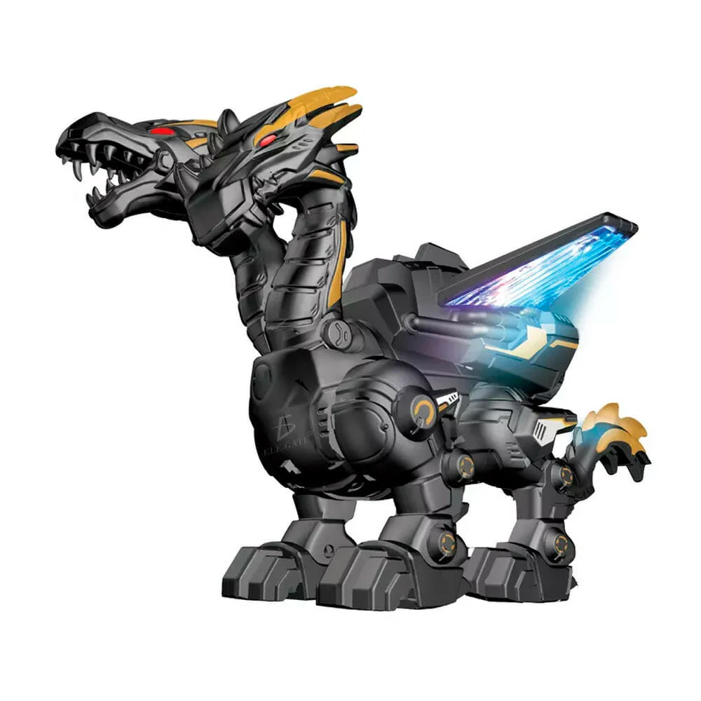 Dragón de juguete con 2 cabezas movibles, luces led y sonido de simul…