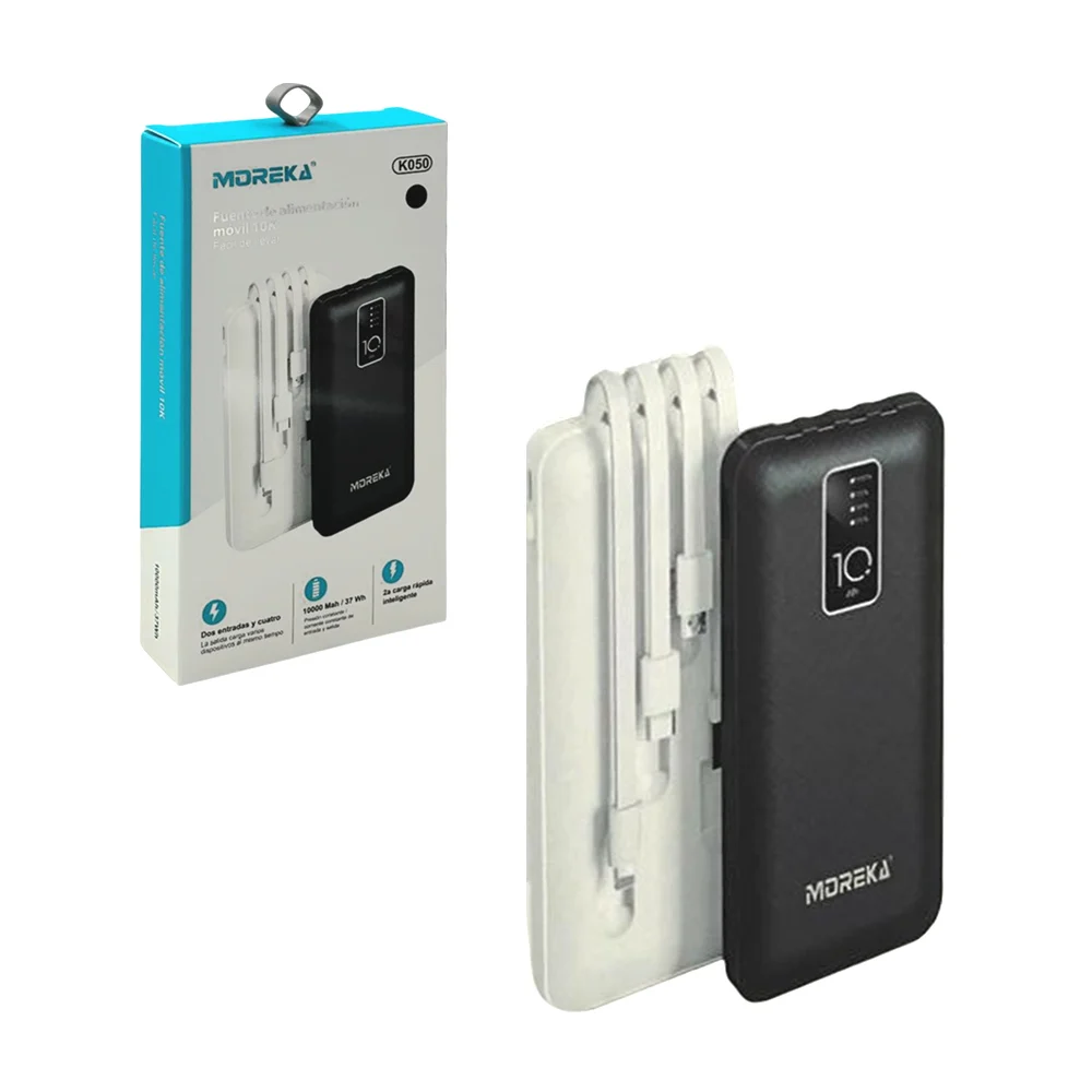 Power bank / batería portátil moreka con puerto usb + cable usb, v8, …