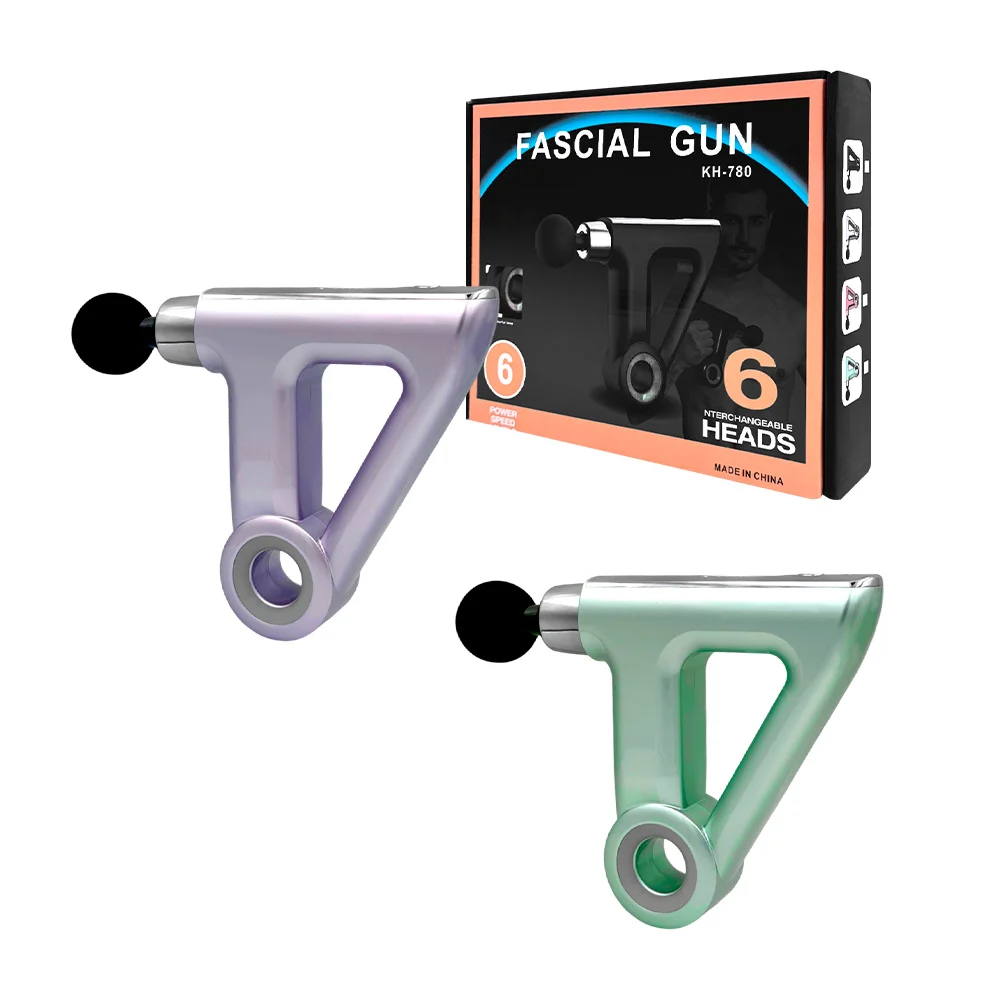 Pistola masajeadora triangular recargable,con 6 cabezales intercambia…