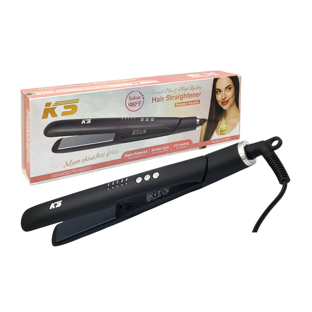Plancha para el cabello, 5 temperaturas, broche de seguridad, placa d…