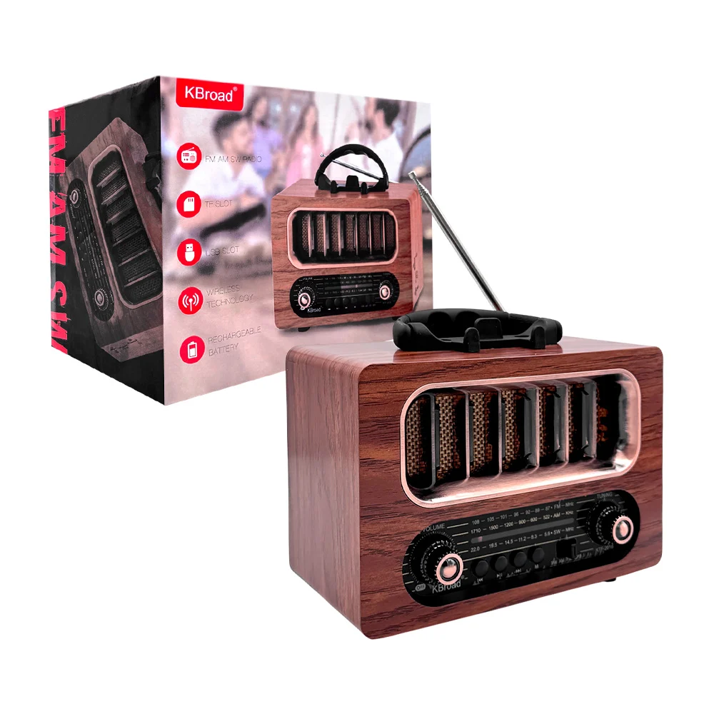 Bocina inalámbrica kbroad con antena, radio fm-am, puerto usb-tf / kt…