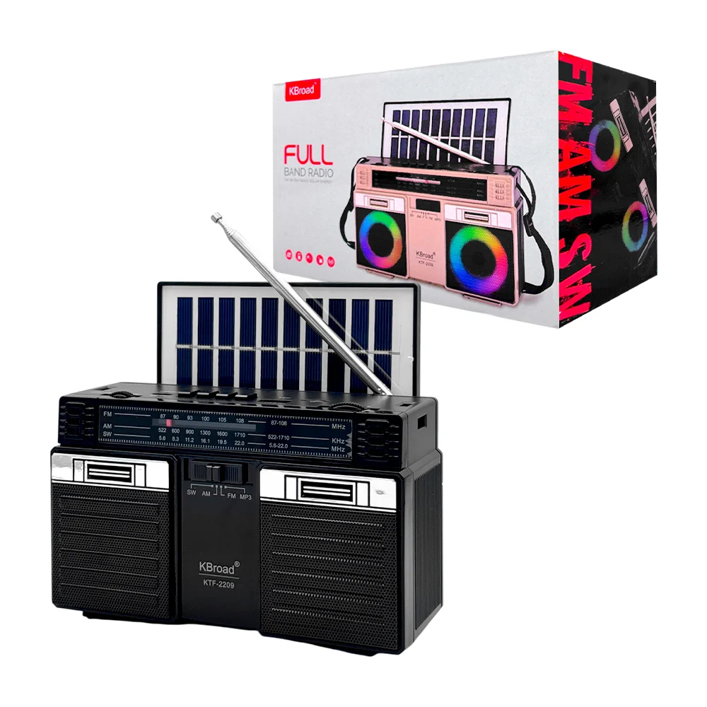 Bocina inalámbrica kbroad con panel solar, radio fm-am y puerto usb-t…