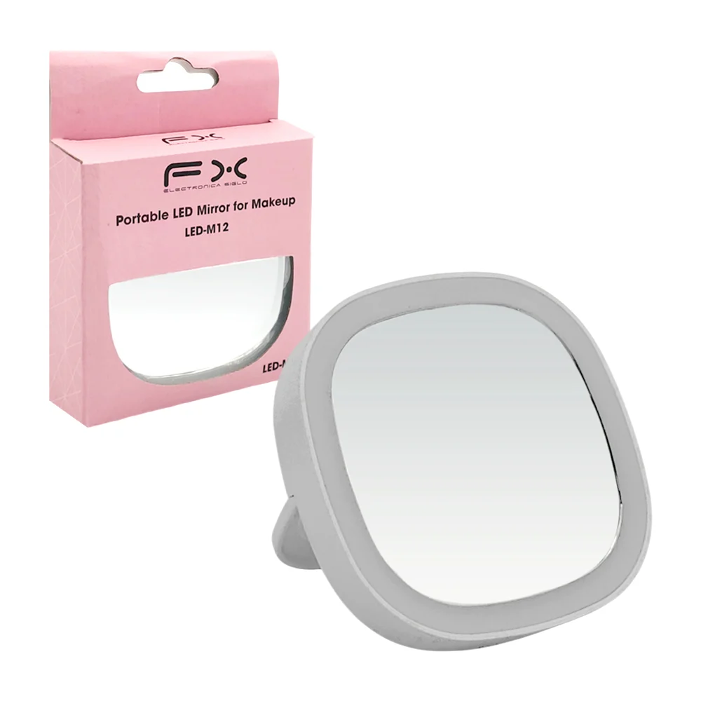 Espejo cuadrado portatil fx chico con luz led para maquillaje, 8.5cm …