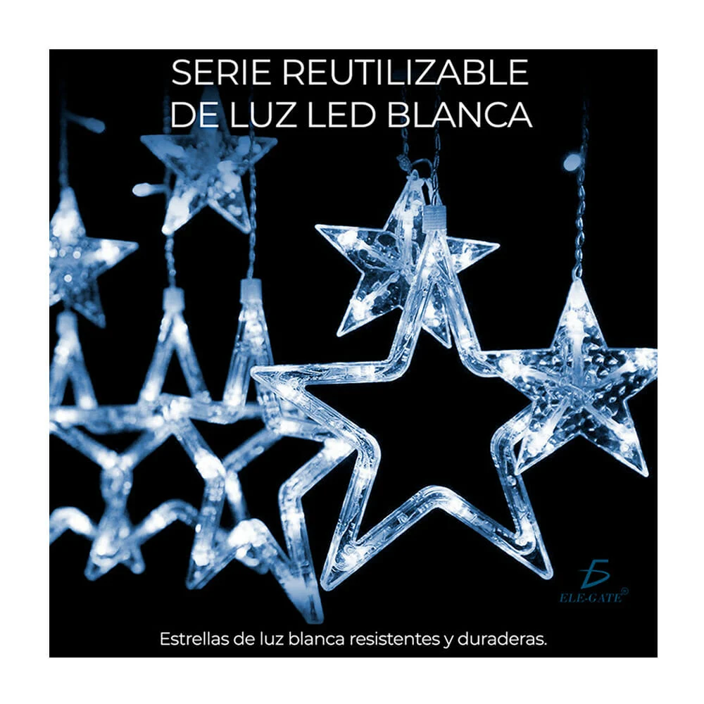 Cadena / serie de luz led con diseño de estrellas para decoración nav…