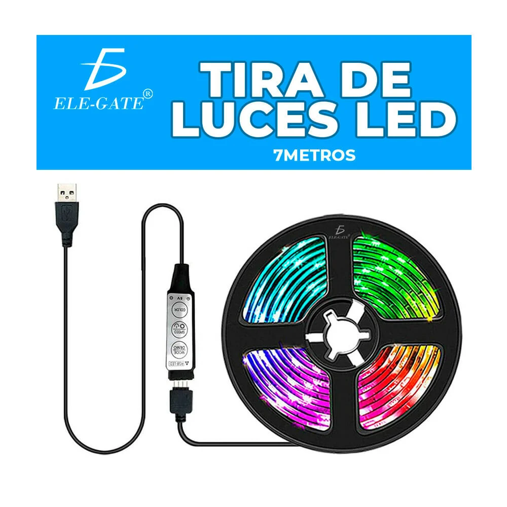 Tira de luces led rgb de 7 metros, con alimentación usb a 5v / led.44…