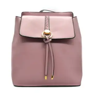 Mochila para damas de cuero 1 compartimiento, con aro metálico y deta…