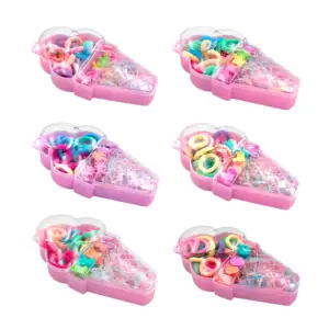 Estuche pequeño en forma de helado con ligas y mini pinzas, variedad …