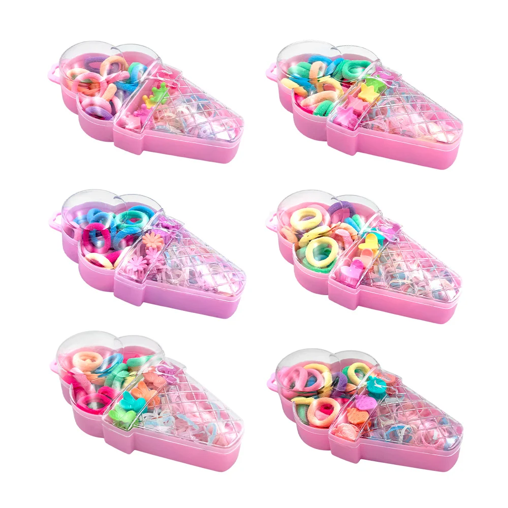 Estuche pequeño en forma de helado con ligas y mini pinzas, variedad …