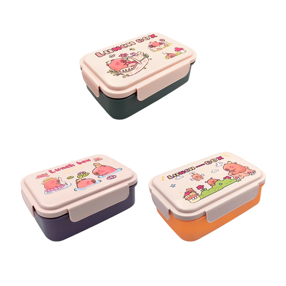 Tupper rectangular de plástico + mini tupper interno, estampado de ca…