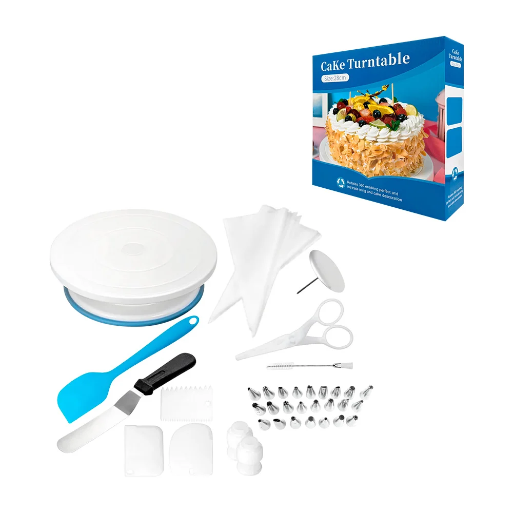 Plato giratorio para pasteles de 28 cm, con moldes y utensilios decor…