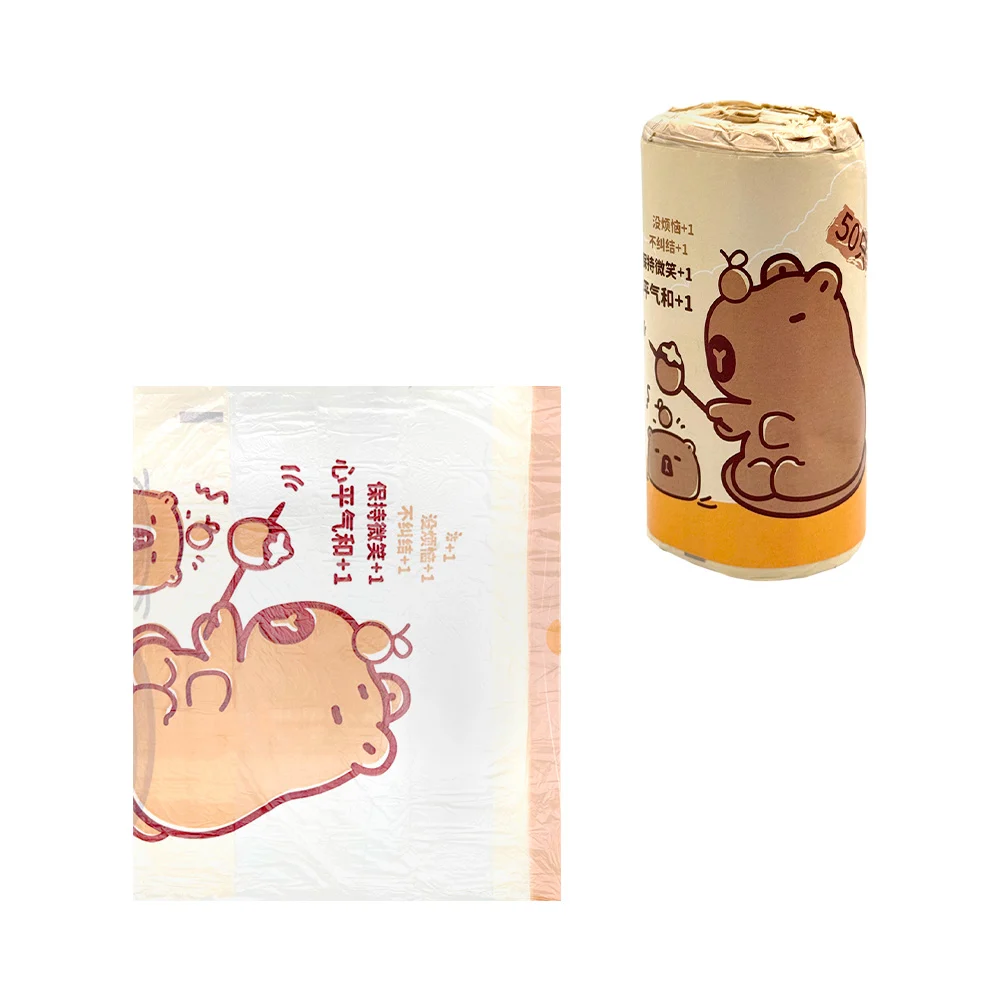 Rollo con bolsas de basura con estampado de capibara animado, varieda…