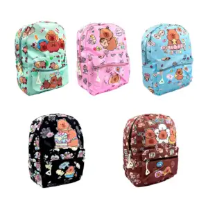 Mochila pequeña infantil con dos compartimientos y estampado de capib…