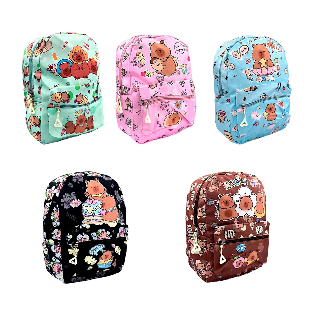 Mochila pequeña infantil con dos compartimientos y estampado de capib…