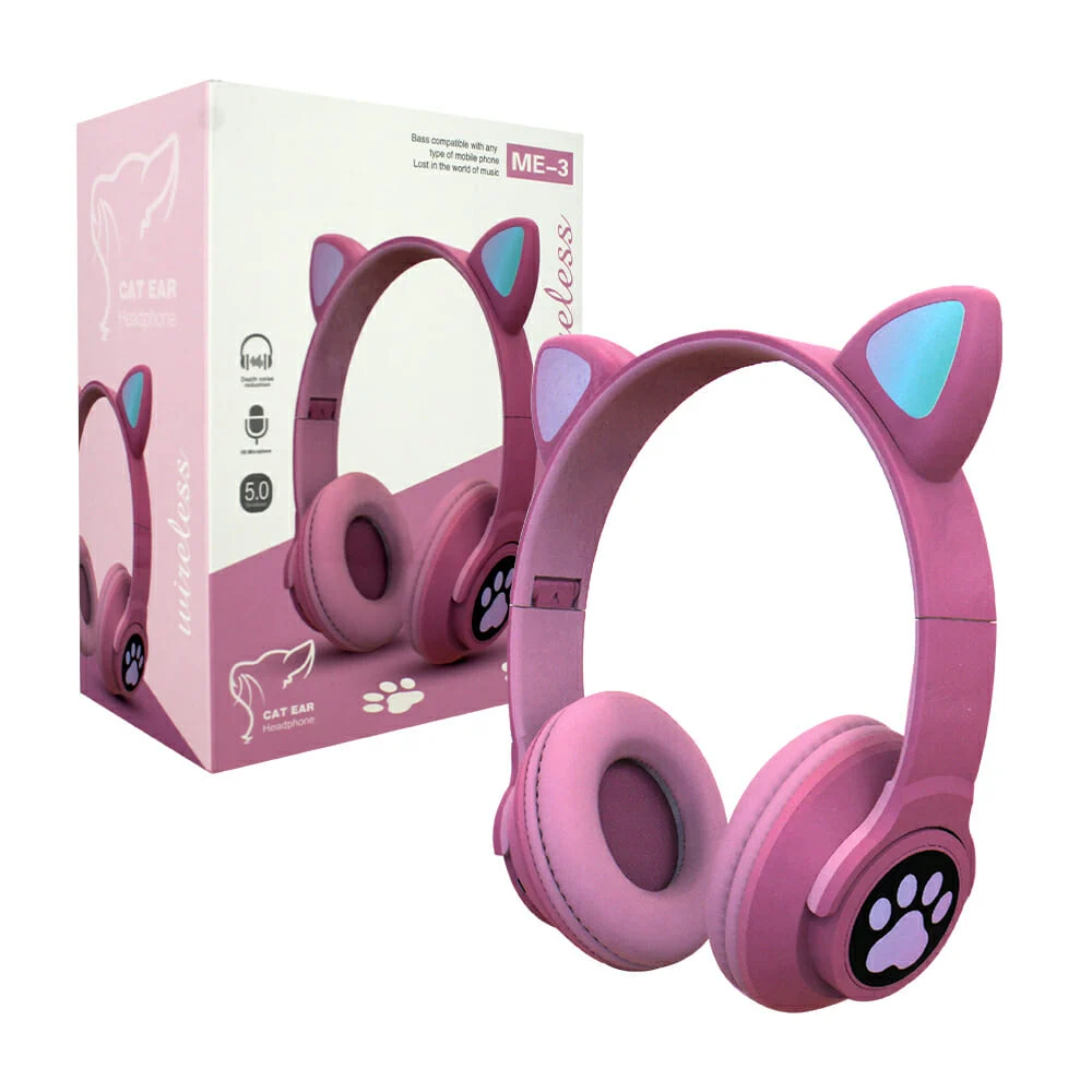 Diadema bluetooth plegable con orejas de gato y luz led, variedad de …