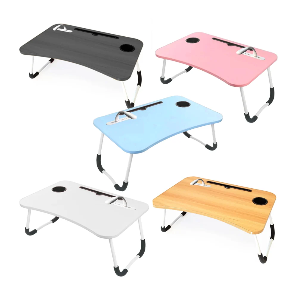 Mesa plegable para laptop con portavaso, puertos usb + lámpara, color…