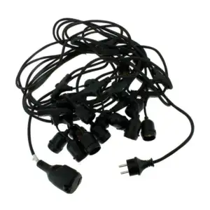 Serie guirnalda de cable negro 10 metros con 20 sockets / mxg2002