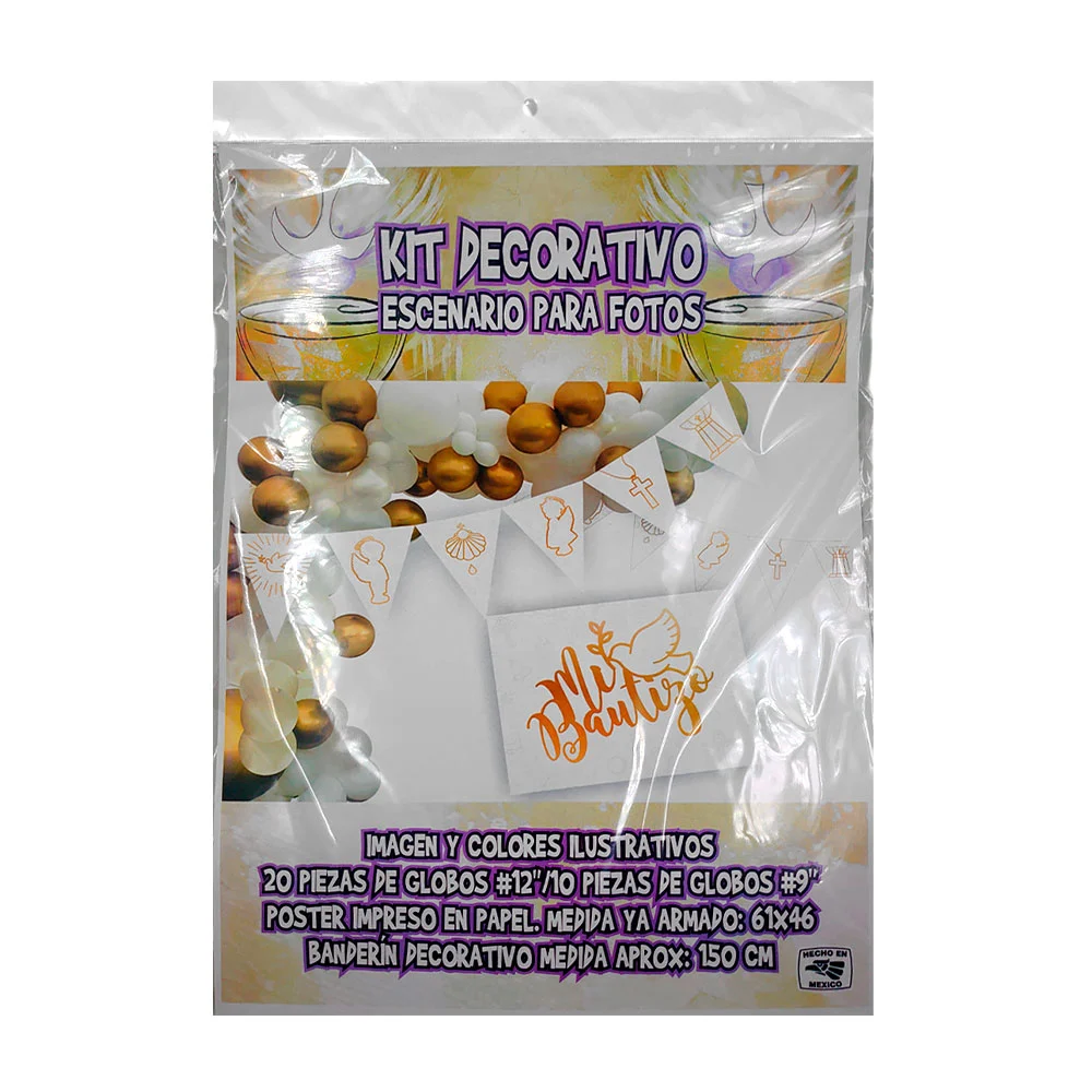 Kit decorativo de escenario para fotos con temática de bautizo blanco