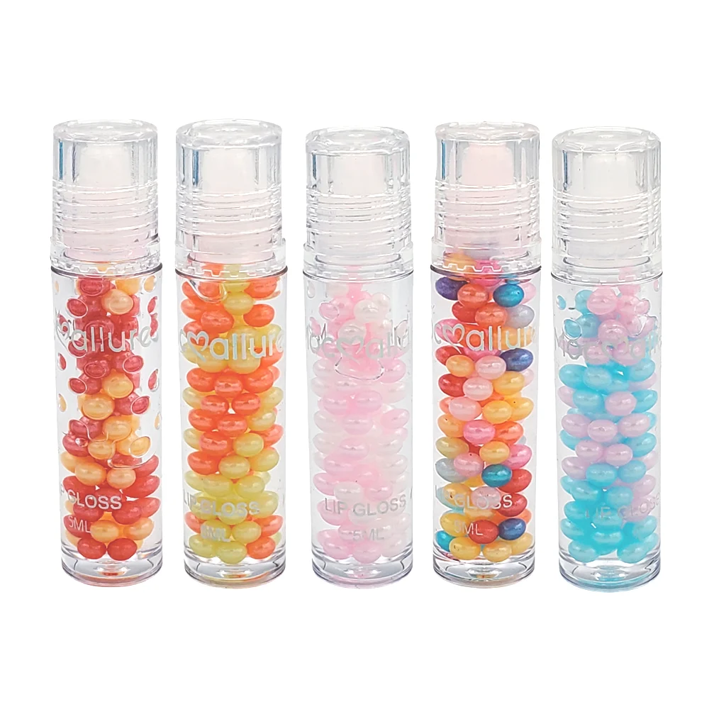 1pza Brillo labial transparente con aroma y mini perlas, 5ml, varieda…