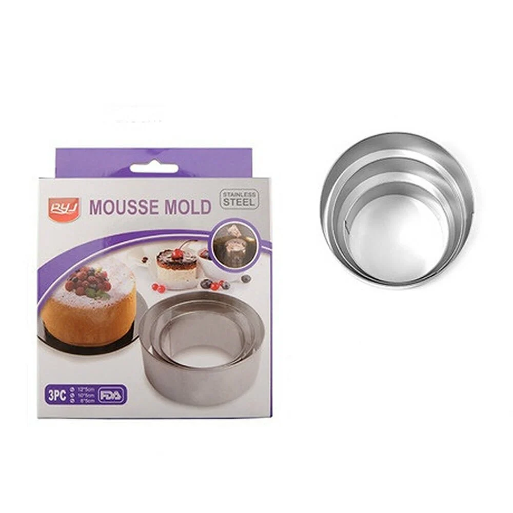 Set 3 moldes redondos de acero inoxidable, 3.5cm, 10.5cm y 8.5cm para…